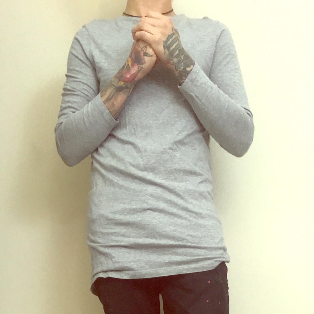 ⚡️ MENS ⚡️ ASOS Gray Longline Long-sleeve Shirt